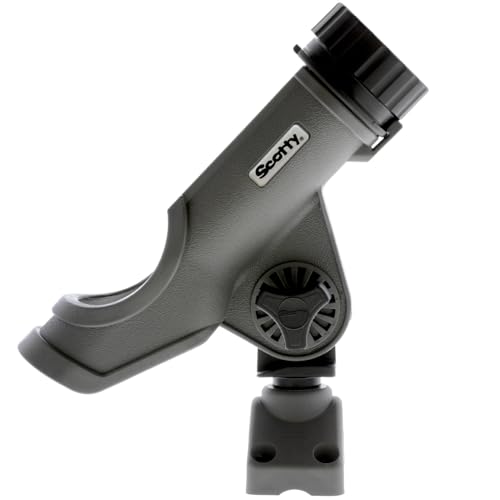Scotty #230 Powerlock Rod Holder with #241 Side/Deck Mount, Adjustable Boat Fishing Rod Holder, Universal Cradle Design, Side or Deck Mount Installation, Marine-Grade Construction - color: Grey