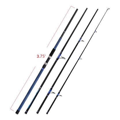 Fiblink Surf Fishing Rod Carbon Surf Spinning Rod Portable Travel Saltwater Beach Blue Surf Rod with SuperPolymer Handle 8'6"/9'/10'/12'/15' - style: 15ft--4pc--spin