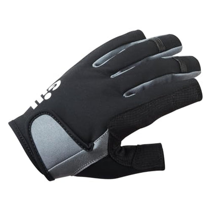 Gill Deckhand Sailing Gloves Short Finger with 3/4 Length Fingers - 50+ UV Sun Protection & Water Repellent - color: Black/BlueJay, size: Small