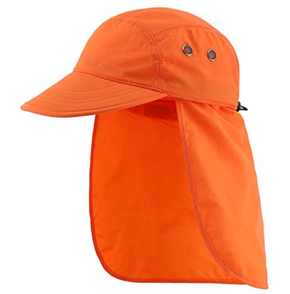 Connectyle Mens Foldable UV Protection Sun Hat with Removable Neck Flap Outdoor Adventure Sun Cap for Fishing Hiking Safari - color: Orange