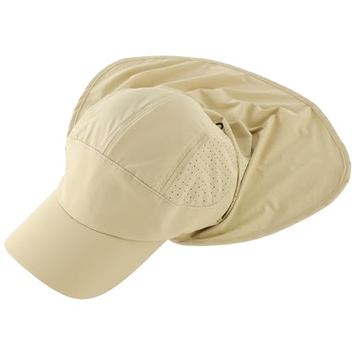 Connectyle Men's Sun Hat with Neck Flap Adjustable Breathable UPF 50+ Sun Protection Baseball Cap for Fishing Hiking Golfing - color: Light Khaki