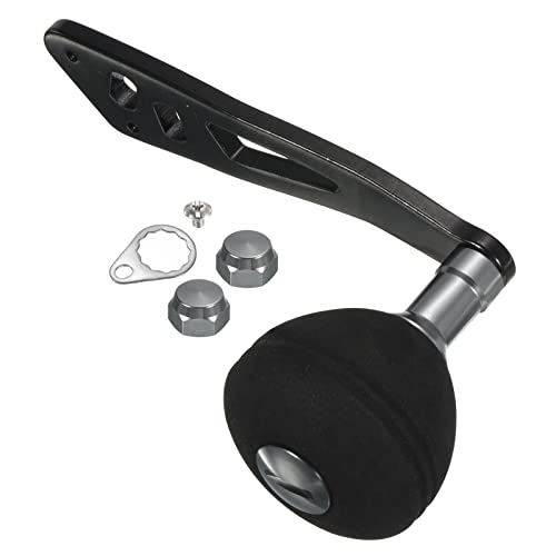 PATIKIL Baitcasting Power Handle, Metal Fishing Reel Handle EVA Knob Grip Replacement Parts for Rocker Arm Accessories - color: Black