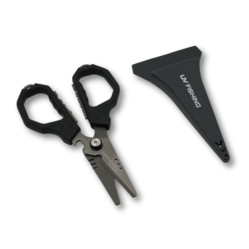Serrated Blades 2.0 Fishing Scissors - Grip and Cut Fishing Lines with Precision, Non Slip Grip, Serrated Blades, Black - color: Black
