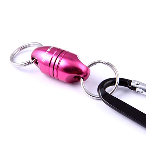 Magnetic Net Release for Fly Fishing, Aluminum Magnetic Quick Release Keychain, Fly Fishing Net Magnet Holder Retractor with Carabiner - color: Pink