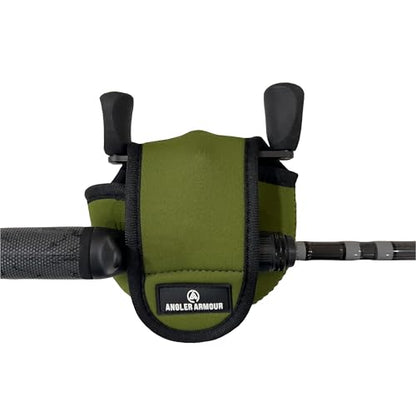 Angler Armour Baitcast Reel Cover | Baitcaster Sleeve | Fishing Reel Pouch | Low Profile Baitcasting Reel Protector | Neoprene Reel Case | 50 100 200 Series Baitcast Covers - color: Olive Green