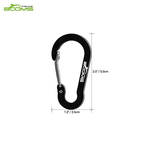 Booms Fishing CC1 Multi-Use Carabiner Clip, 6 Pack Small Caribeener Clips, Mini Keychain Caribeaner Clip 2 inch, Aluminum D Ring Carabiners, Multi-Colored - color: Black, 6pcs