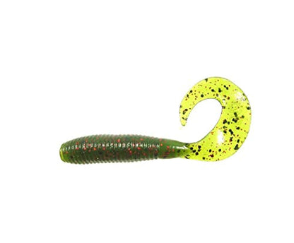Yamamoto 5" Single Tail Grub Soft Plastic Fishing Angling Swimbait Lures with Tail-Curling Action - 20 Pack - color: WATERMELON W/ BLACK & RED FLAKE (20 PACK), size: 5" SUPER GRUB