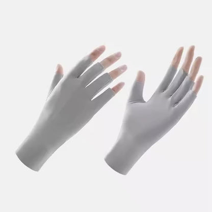 Utaly Women Sunblock Fingerless Gloves Non-Slip UV Protection Driving Riding Summer Outdoor Gloves for Women Girls - color: Grey