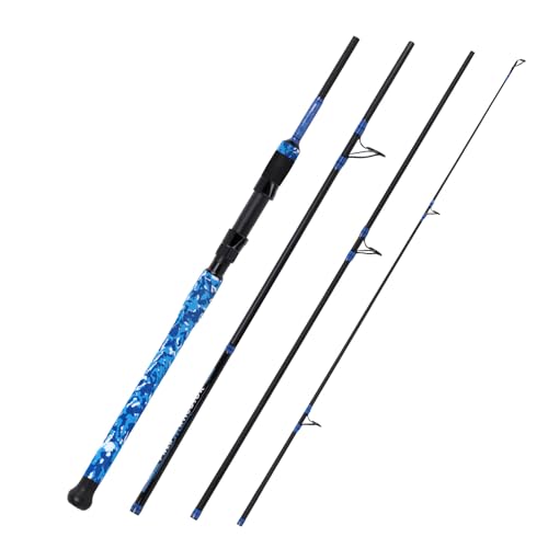 Fiblink Surf Rod,Portable Travel Fishing Rod,Spinning Rod with Blue Camouflage Handle,2Piece/3Piece/4Piece Carbon Fiber Fishing Rod (9ft/10ft/12ft/14ft) - style: 9' - Medium Heavy - 15-30lb - 4pc