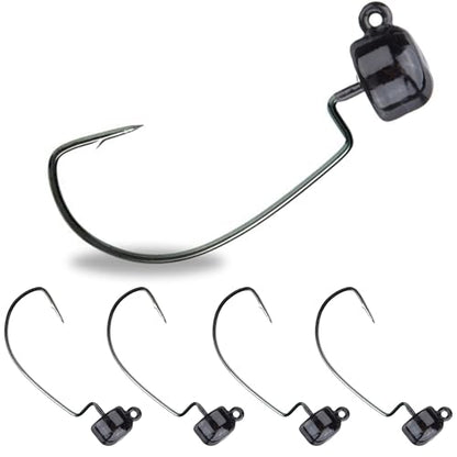 Reaction Tackle Tungsten Mushroom Head Jig Heads, Ned Rig Shroom Jigs for Finesse Bass Fishing, Stand Up Bait with Weedless and EWG Hook Options (5-Pack) - color: Black, size: 1/8 Oz EWG