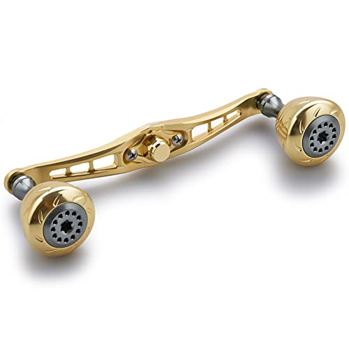 HEIGHTEN 120mm Fishing Reel Handle for Shimano Daiwa Abu Garcia Penn Kastking Lew's Baitcasting Reel Power Crank Accessory (120mm Handle 30mm Knob - Gold & Silver) (0546) - color: 120mm Handle 30mm Knob - Gold & Silver