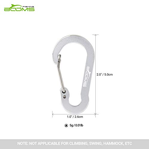 Booms Fishing CC1 Multi-Use Carabiner Clip, 6 Pack Small Caribeener Clips, Mini Keychain Caribeaner Clip 2 inch, Aluminum D Ring Carabiners, Multi-Colored - color: Silver, 6pcs
