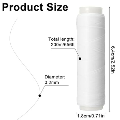 2 PCS Elastic Fishing String Nylon Invisible Thread 0.2mm Length 656 Feet Per Spool Stretchy Fishing Line for Salmon Sturgeon Catfish