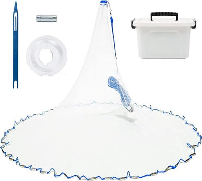 Cast Net for Bait Trap Fish,1/2 Inch Mesh Size | Throw Nets,Zinc Sinker Weights,Freshwater & Salt Water,3/4/5/6/8/9/10 Ft - size: 10ft Radius