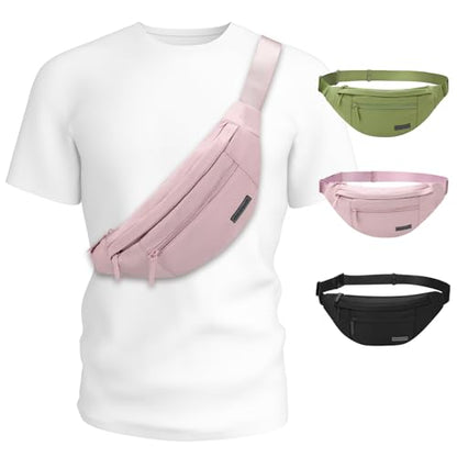MAXTOP Large Fanny Pack Sling Bag with 4-Zipper Pockets Travel Essentials for Women Men Crossbody Bag,for Traveling Cycling Hiking Climbing Camping,Pink - color: Pink