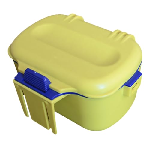 Dual-Layer Bait Holder Storage Box for Worms with Insulated Yellow Portable Fishing Container Waist Clip for Live Bait Storage
