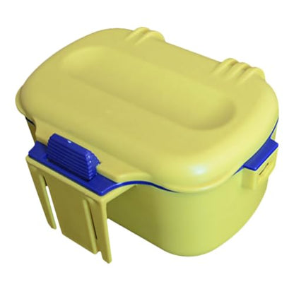 Dual-Layer Bait Holder Storage Box for Worms with Insulated Yellow Portable Fishing Container Waist Clip for Live Bait Storage