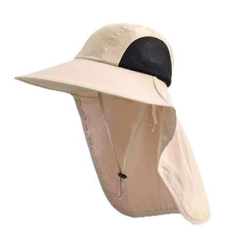 Sun Hat for Men Women with Neck Flap,UPF 50+ UV Protective Hiking Fishing Hats,Wide Brim Sun Hat for Women&Men - color: 1pack-beigesleeves