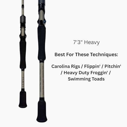 Fitzgerald Vursa Series Baitcasting Rods | High Modulus Graphite | American Tackle TiForged Air Guides | 9 Models | Bass, Walleye & Musky | Freshwater & Inshore - size: 7'3" Heavy (casting)