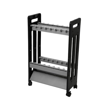 JOYWAVE Fishing Rod Holder,Fishing Pole Holders for Garage,Plastic Fishing Rod Rack,16-Slots,Portable Wheels