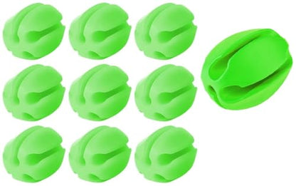 10Pcs Silicone Fishing Rod Holder Straps, 5 Hole Portable Fishing Rod Fixed Ball, Rubber Fishing Pole Clips Fly Fishing Accessories - color: Green