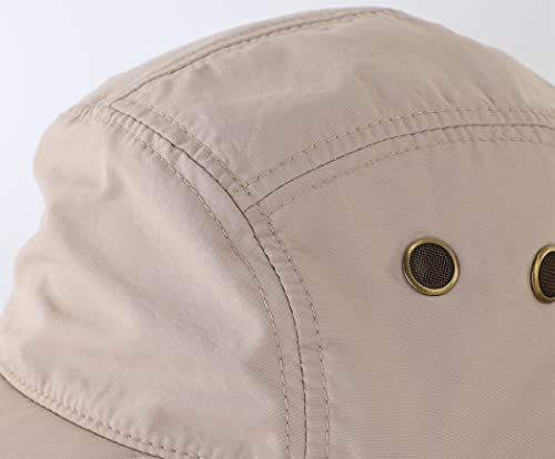 Connectyle Mens Foldable UV Protection Sun Hat with Removable Neck Flap Outdoor Adventure Sun Cap for Fishing Hiking Safari - color: Khaki
