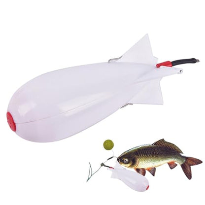 Fishing Bait Feeder | Carp Fishsing Feeder with Rocket Shape | Spod Bombs | Float Lure Bait Holder Container, Spomb Pellet Feeders for Fishing Accessories - color: White