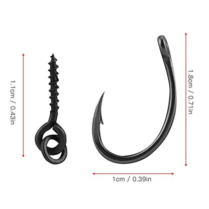 30Pcs Carp Fishing, Carp Hooks, Carp Fishing Rig Hook Bait Stoppers Bait Screws Terminal Tackle