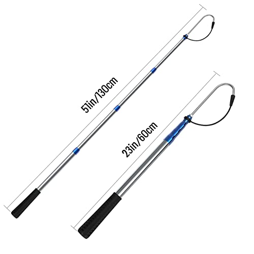KOMCLUB Telescopic Fishing Gaff with Super Sharp Spear Hook Lightweight Hand Fish Gaff for Freshwater Saltwater Fishing - color: Blue