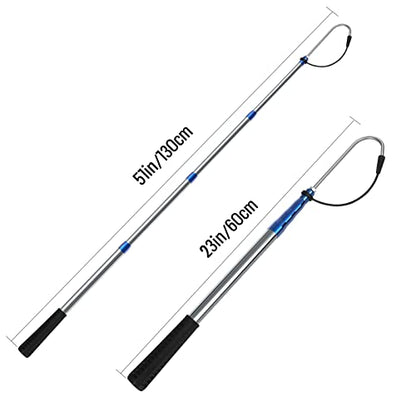 KOMCLUB Telescopic Fishing Gaff with Super Sharp Spear Hook Lightweight Hand Fish Gaff for Freshwater Saltwater Fishing - color: Blue