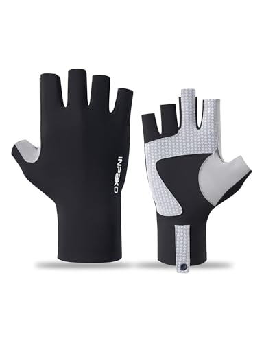 Fishing Gloves, Lightweight Non-Slip Fingerless Gloves,Hook Loop, UPF 50+ Sun Protection,for Unisex Fishing - color: Black, size: Small-Medium