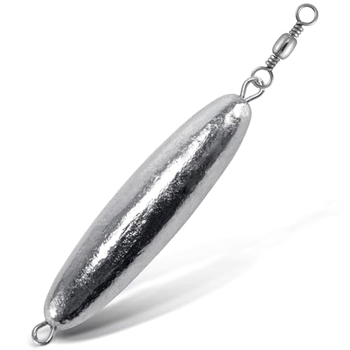 Dr.Fish 10 Pack in-line Trolling Sinkers with Swivel Torpedo Weight Lead Fishing Sinkers Double Ring Saltwater Freshwater Salmon Walleye Trolling - size: 1/8oz-10 Pack