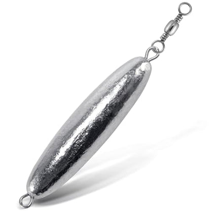 Dr.Fish 10 Pack in-line Trolling Sinkers with Swivel Torpedo Weight Lead Fishing Sinkers Double Ring Saltwater Freshwater Salmon Walleye Trolling - size: 3/16oz-10 Pack