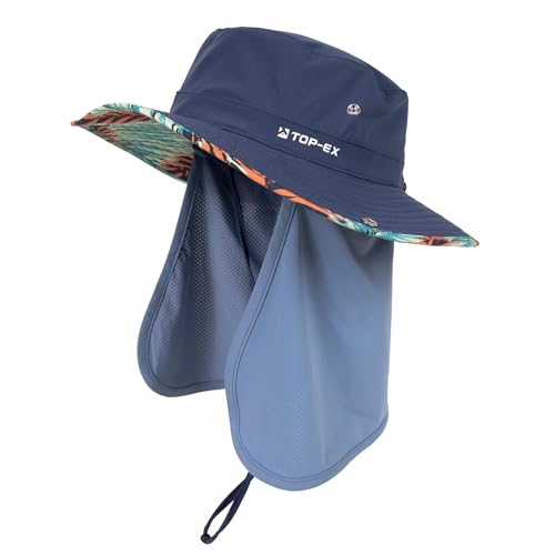 Unisex UVCoolix™ Cooling Sun Hat with Detachable Neck Flap | UPF 50+ Protection, Wide Brim Bucket Hat for Hiking, Fishing & Big Heads - color: Sea Palm, size: Medium-Large