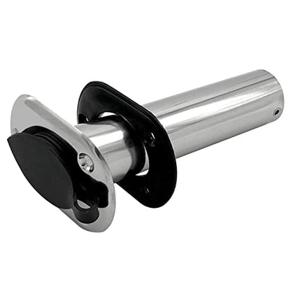 ISURE MARINE 2PCS Boat Stainless Steel Polished Fishing Rod Holder Flush Mount 15/30/90 Degree Casting Flange with Rubber Cap, Liner, Gasket PVC Cap and Inner Tube for Marine Yacht Kayak - color: 2pcs 15°