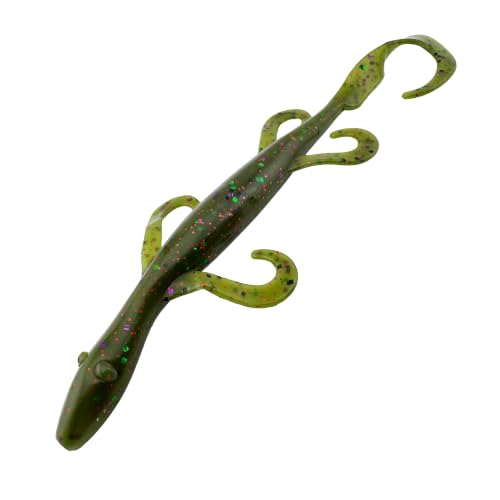 Wild Lizard Soft Lure, 5.5 Inch Scented Creature Bait for Bass Fishing, Active Legs & Tail, Dense Salt Body for Natural Sink, Ideal for Texas & Carolina Rig, 10-Pack - color: Watermelon Chartreuse