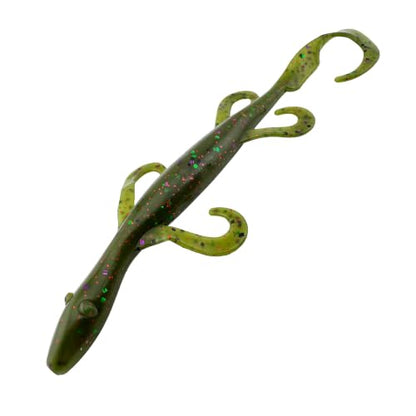 Wild Lizard Soft Lure, 5.5 Inch Scented Creature Bait for Bass Fishing, Active Legs & Tail, Dense Salt Body for Natural Sink, Ideal for Texas & Carolina Rig, 10-Pack - color: Watermelon Chartreuse