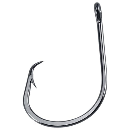Dr.Fish 50 Pack in-line Circle Hooks, Straight Shank Octopus Hooks, Freshwater & Saltwater Fishing Catfish Tuna Bass Striper - size: #12/0-50 Pack
