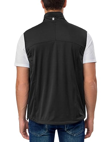 Little Donkey Andy Men's Lightweight Softshell Vest, Windproof Sleeveless Jacket for Running, Hiking, Cycling, Golf - color: Pure Black, size: Large