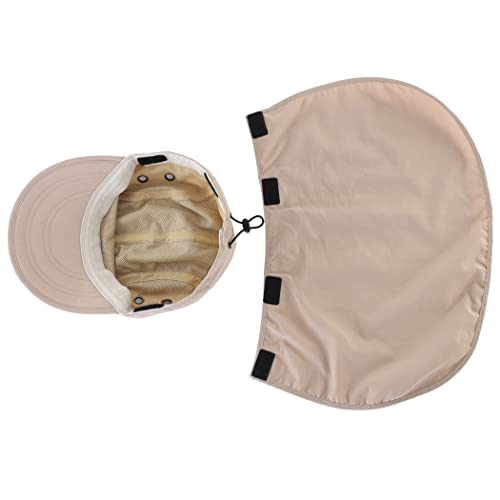 Connectyle Mens Foldable UV Protection Sun Hat with Removable Neck Flap Outdoor Adventure Sun Cap for Fishing Hiking Safari - color: Khaki