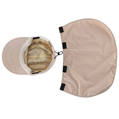 Connectyle Mens Foldable UV Protection Sun Hat with Removable Neck Flap Outdoor Adventure Sun Cap for Fishing Hiking Safari - color: Khaki