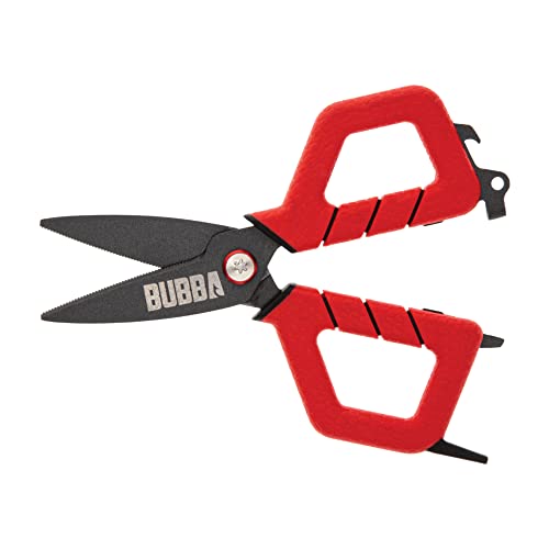 BUBBA Small Shears Fishing Tool With Micro-Serrated Blades & Split Shot Crimp Tool - Bottle Opener & Lanyard Hole - size: Small