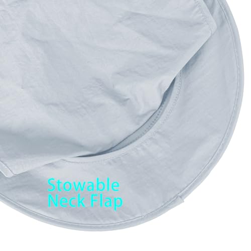 Sun Hats for Men Women Fishing Hat UPF 50+ Breathable Wide Brim Bucket Hats Summer UV Protection Safari Hat with Neck Flap - color: Light Grey