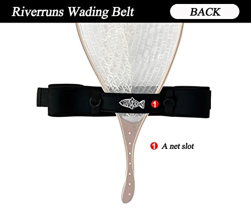 Riverruns Neoprene Adjustable Fishing Wading Belt, Fishing Wader Belt for Men Kayaking. - color: Black With Net Holder