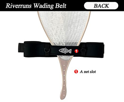 Riverruns Neoprene Adjustable Fishing Wading Belt, Fishing Wader Belt for Men Kayaking. - color: Black With Net Holder