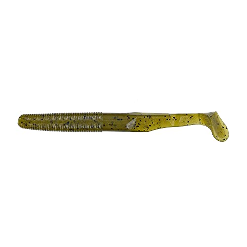 Yamamoto 5.5" Swimming Senko Soft Worm Paddle Tail Fishing Swim Bait Lures - 7 Pack - color: Green Pumpkin with Large Black Flake, size: 5.5"