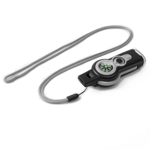 Emergency Survival Function Whistle, Outdoor Multifunctional Tool Safety Whistle with Lanyard, Ideal for Kayaking, Boating, Hiking, Camping, Climbing, Hunting, Fishing, Rescue Signaling - color: grey1