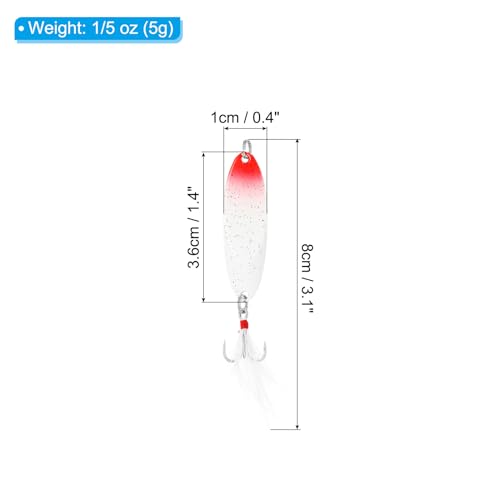 PATIKIL Fishing Spoons, Fishing Lures Casting Spoon Treble Hook Jigs Spinner Baits for Freshwater Saltwater - style: 1/5oz
