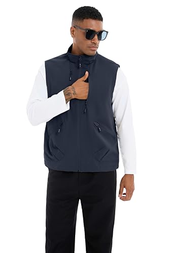 Utility Vest for Men Fishing Golf Travel Hiking Photo Outwear Lightweight Sleeveless Jacket with Pockets - color: Navy1, size: Medium