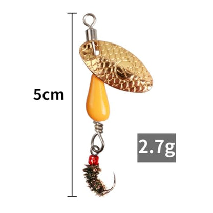 Trout Spinners - Fly Trout Fishing Lures for Bass Salmon Pike, Smallmouth Bass Lures with Brass Spinner for Lake River Fishing - color: Style A-0.1oz/5PCS